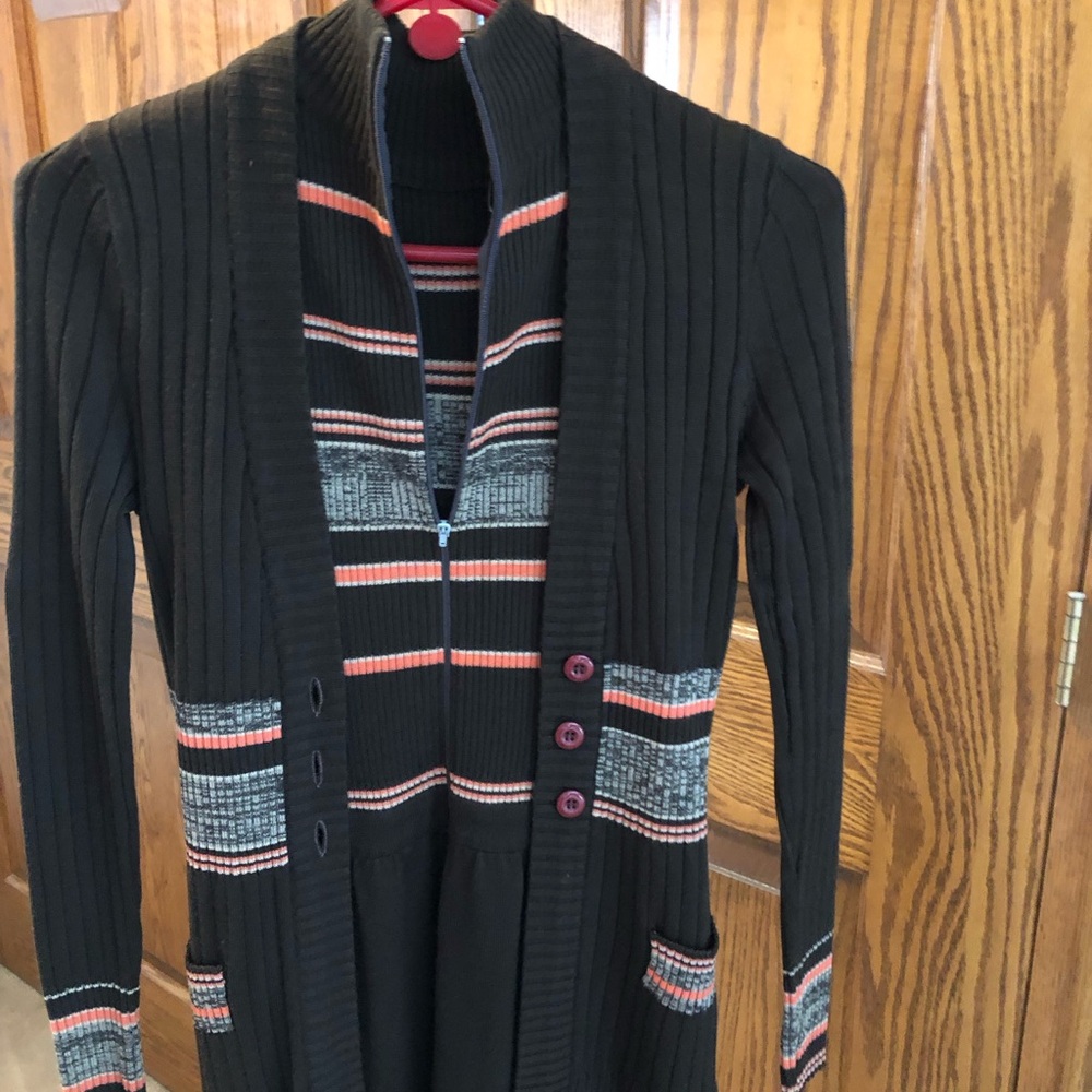 Striped Black Cardigan with Button Details